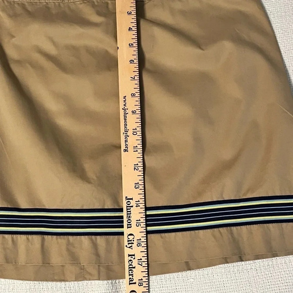 J Crew Woman’s size 14 Khaki skirt with Blue/Yellow Stripe Detail Ribbon - Picture 3 of 9